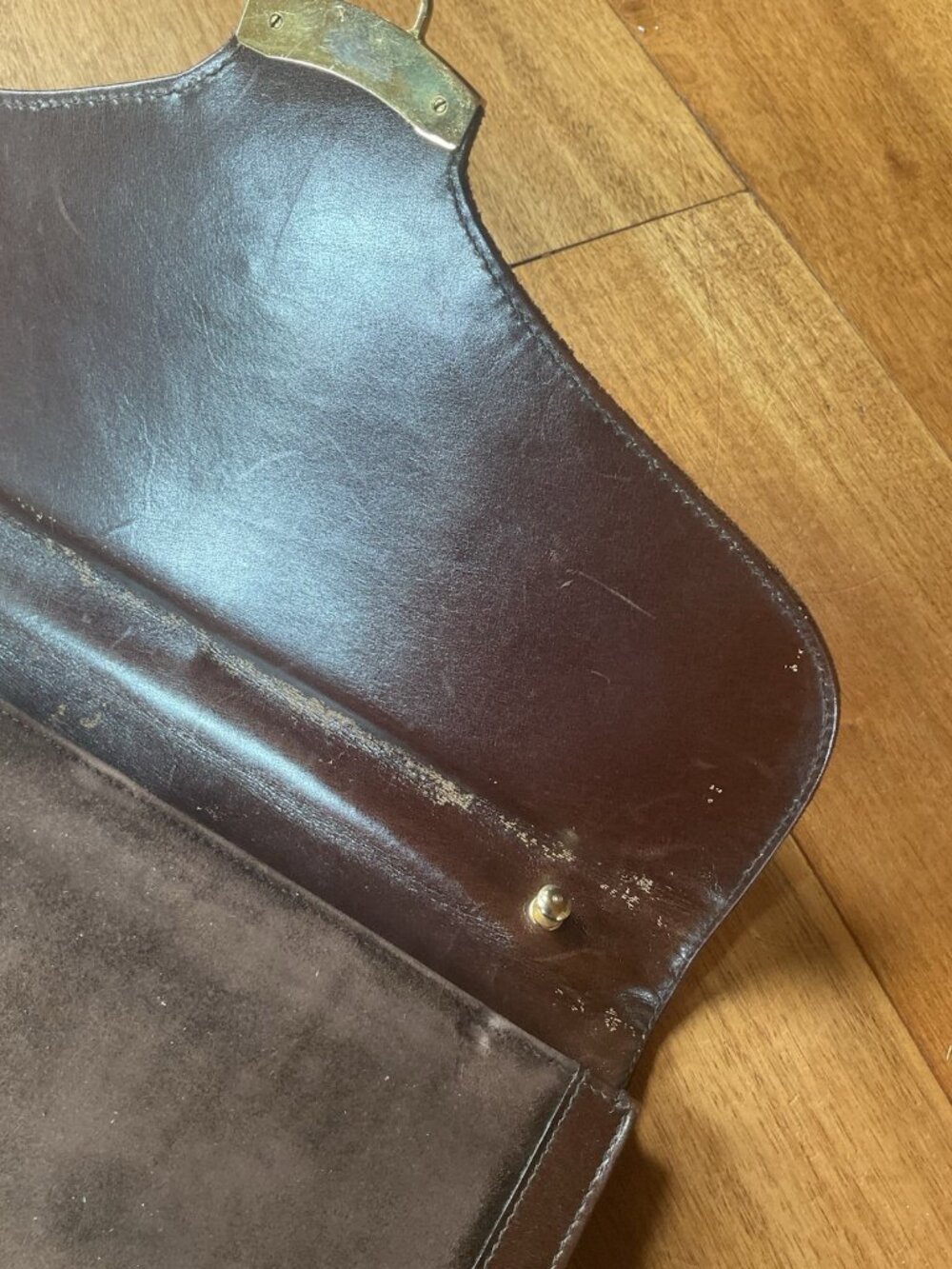 RARE Salvatore Ferragamo Vintage Brown Suede And Leather Clutch *READ* See 📸 - Picture 14 of 16